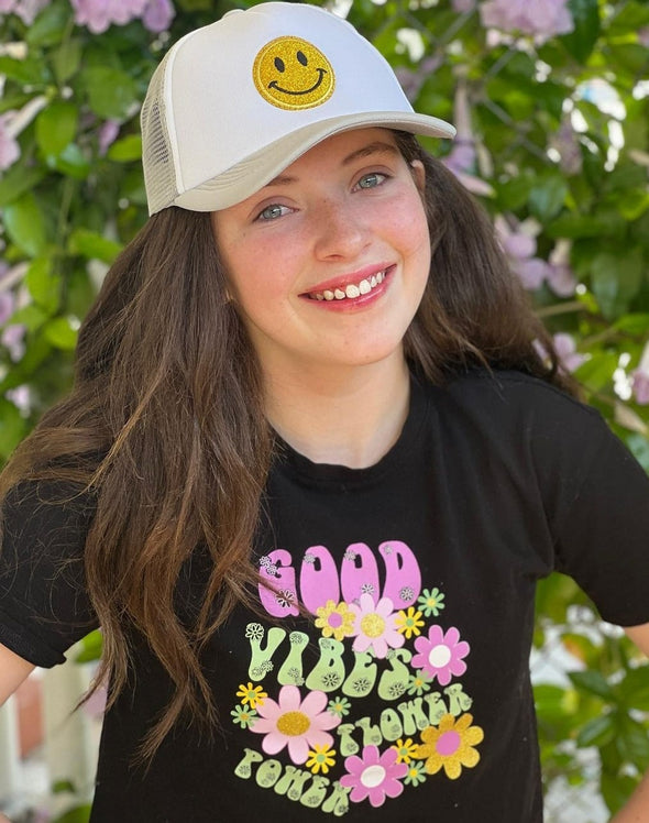Newness Kids - Flores girl's short t-shirt for kids in Black