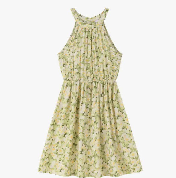 Newness Kids - Dress with Yellow and Green Flower Print