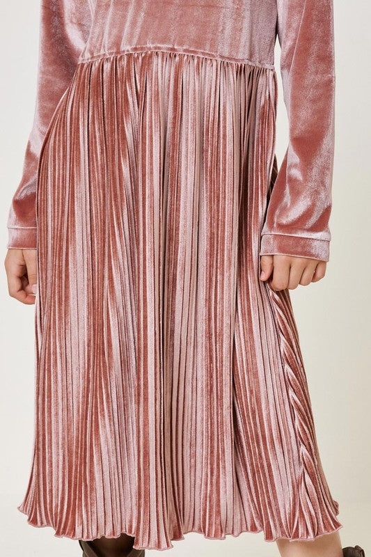 Hayden Los Angeles - Dark Pink Velvet Pleat Midi Dress