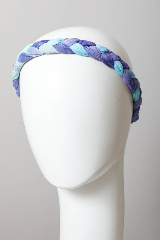 Tie Dye Braided Headwrap in Blue