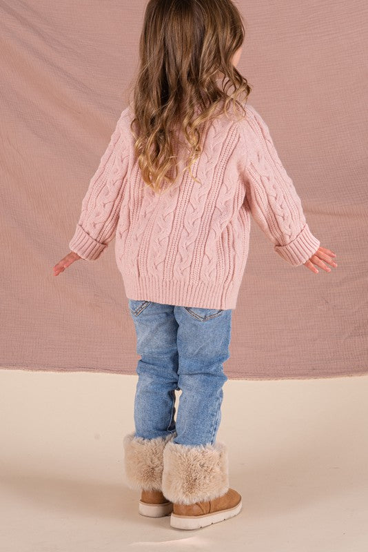 12PM By Mon Ami Twisted Knit Cardigan in Blush