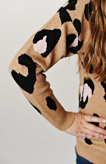 Adorable Sweetness - Pink  & Tan Leopard Sweater