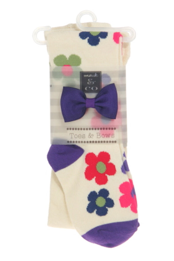 Toes & Bows by Mack & Co - Multi color Daisy pattern tights