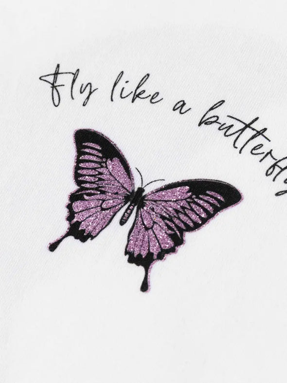 Newness Kids - Short t-shirt with purple butterflies