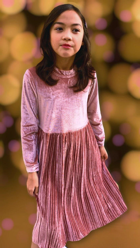 Hayden Los Angeles - Dark Pink Velvet Pleat Midi Dress