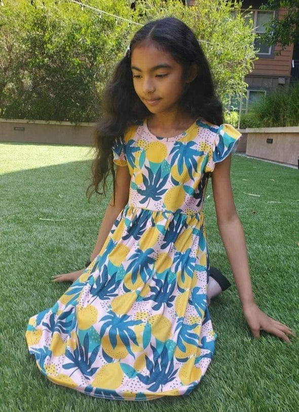 Adorable Sweetness - Tropical Lemon Flutter Dress