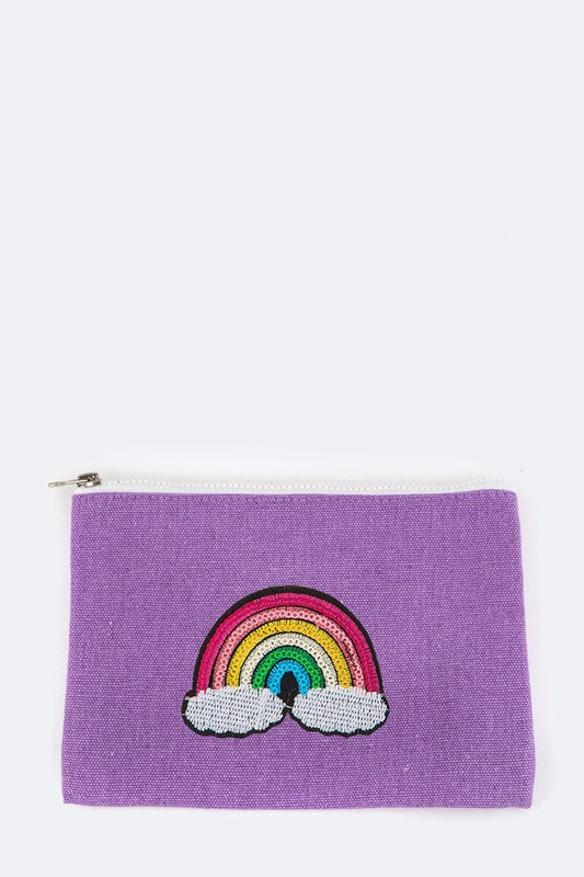 Sequins Rainbow Mini Canvas Pouch