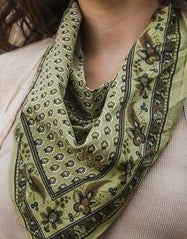 Oversized Luxe Cotton Bandana Scarf in Olive