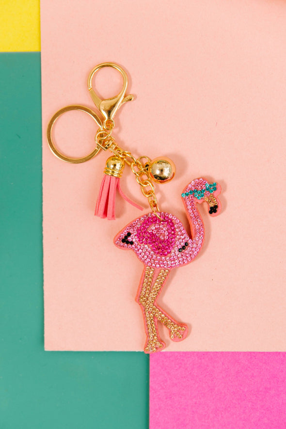 Crystal Flamingo Keychain