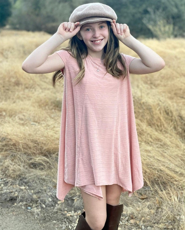 Hayden Los Angeles - Girls Textured Striped Knit Mini Dress in Pink