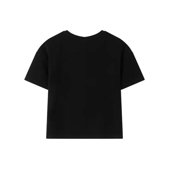 Newness Kids - Flores girl's short t-shirt for kids in Black
