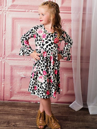 Adorable Sweetness - Cheetah Dress with Pink Rosettes