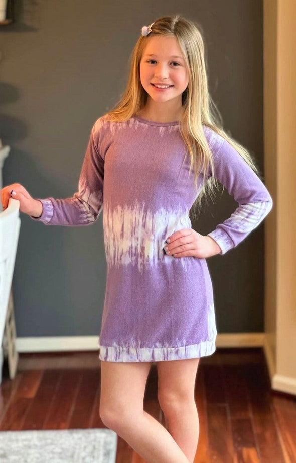 Heart and Arrow - L/S Pull over sweater dress in Lavender